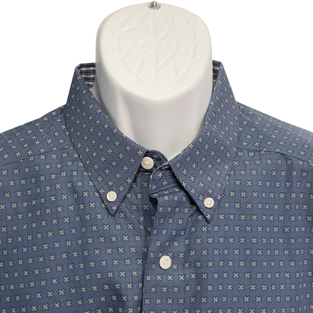 Ariat Long Sleeve Fitted Button Up Dress Shirt 100% Cotton Blue Pattern Mens XL - Picture 5 of 13
